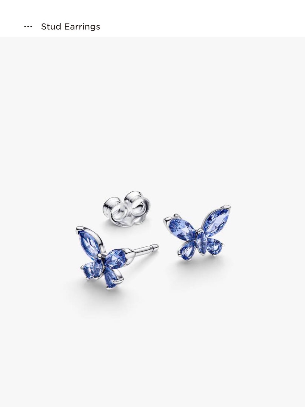 Pandora - Sterling Silver and Blue Crystal Butterfly Earrings (box included)